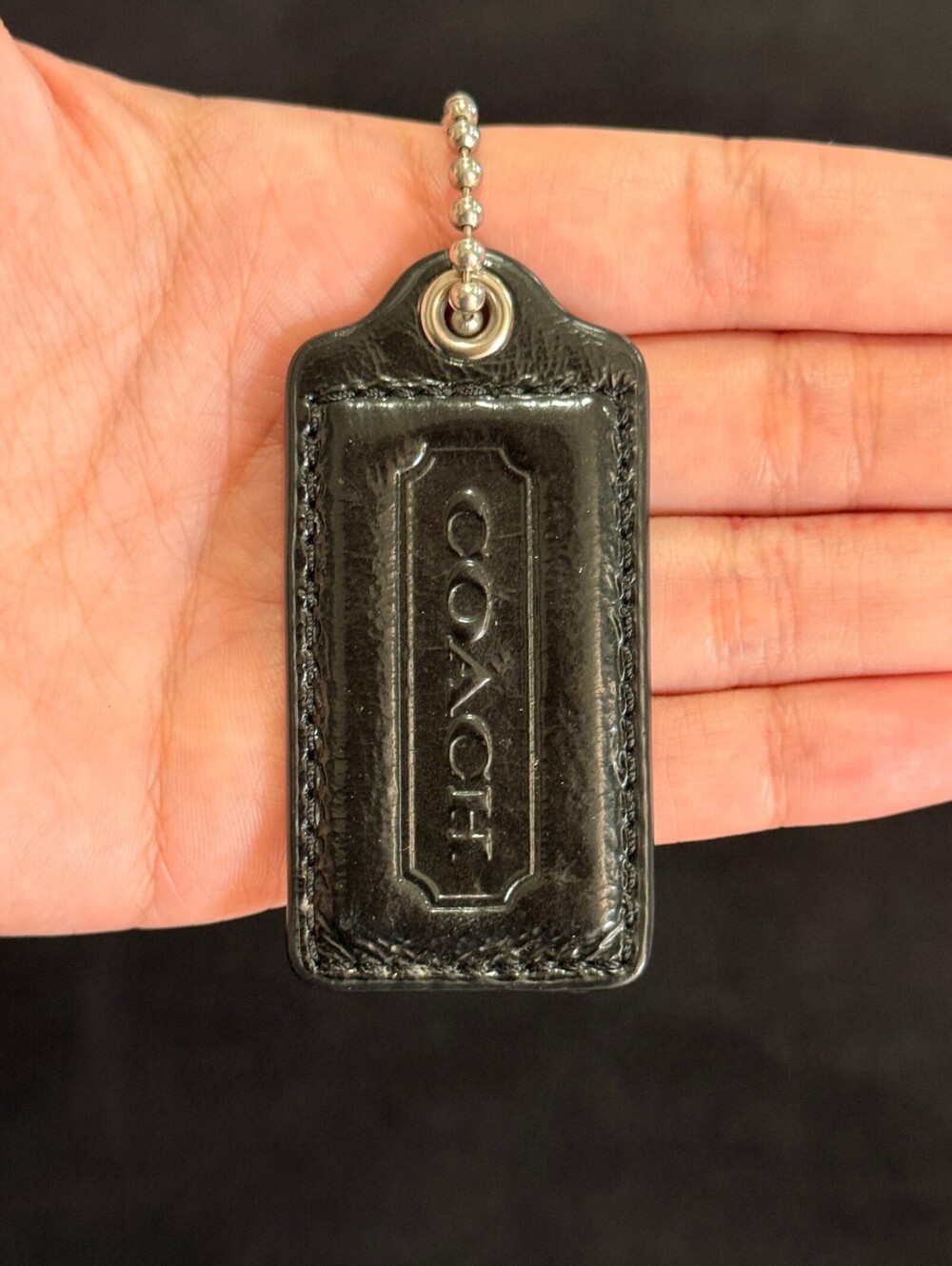 2.5" Y2K Coach Leather Key Fob Keychain Hang Tag Hangtag
